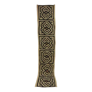 Vintage Natural and Black African Kuba Applique Textile