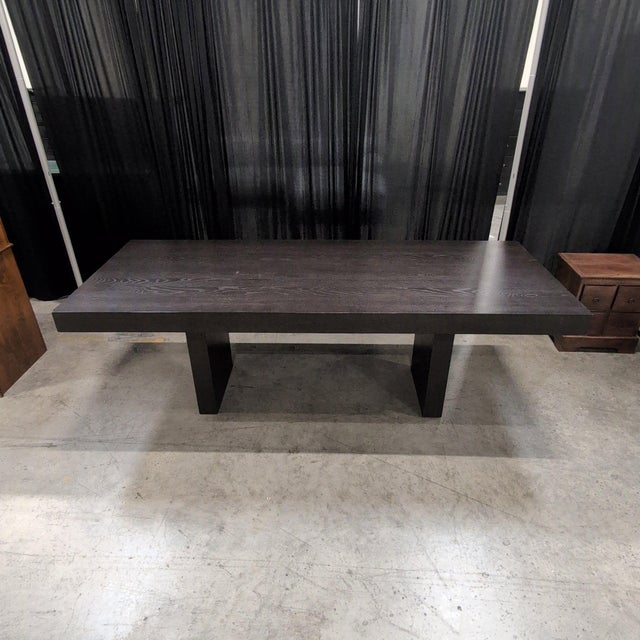 West Elm Terra Dining Table, Chocolate Wire-Brushed Oak, Thick Slab Top and Legs, Seats 6 to 8 For Sale In Seattle - Image 6 of 8