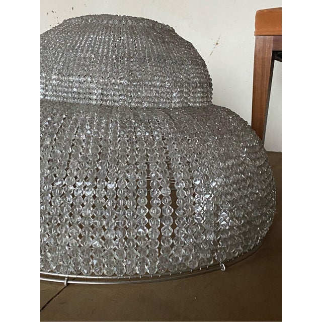 French Large Antique French Chandelier Globe Basket With Glass Beads For Sale - Image 3 of 5