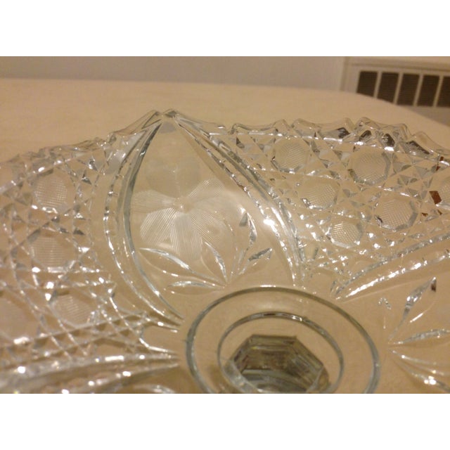 Vintage ABP Pressed/Cut Glass Pedestal Compote For Sale - Image 10 of 11