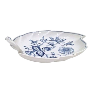 Vintage Meissen Blue Onion Floral Leaf Dish