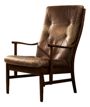 Vintage Danish High Chair in Beech and Brown Leather from Farstrup Møbler, 1970s