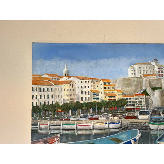 Vintage Italian Fishing - Harbor Village Scene Oil Painting/ Sold For Sale In Miami - Image 6 of 10