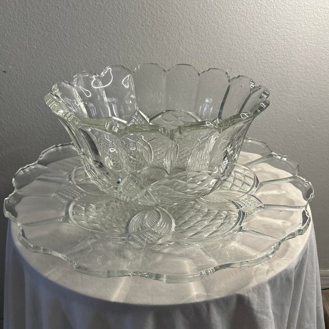 Victorian Late 19th Century Victorian Eapg Punch Bowl Service, 12 Cups, 20” Tray & Ladle For Sale - Image 3 of 12
