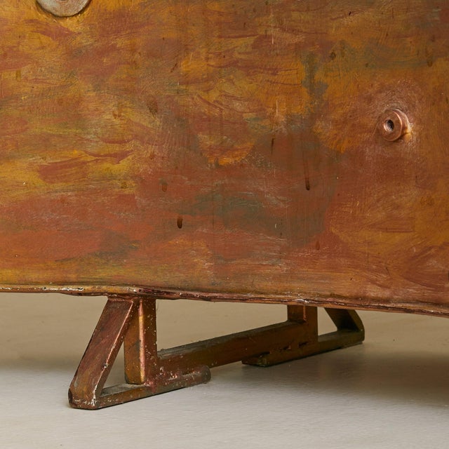 Metal Vintage Custom Italian Metal Bar Cabinet with Blush Marble Top For Sale - Image 7 of 18