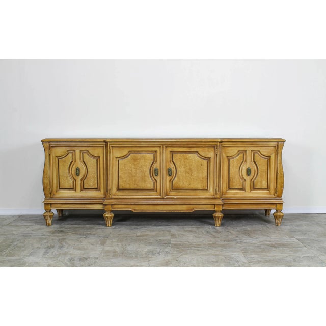 Mid Century Walnut & Burl Wood Low Console Cabinet For Sale In Miami - Image 6 of 7