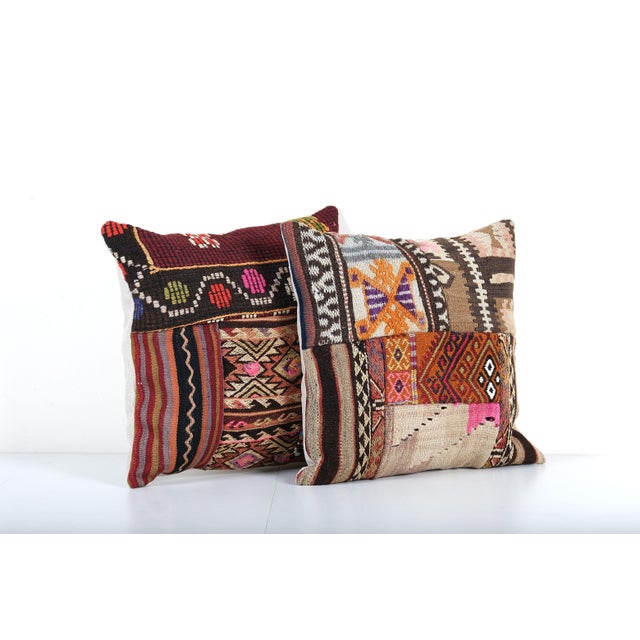 Turkish Kilim Pillow Cover - a Pair Elevate your home decor with these exquisite 19" x 19" pillow covers crafted from...