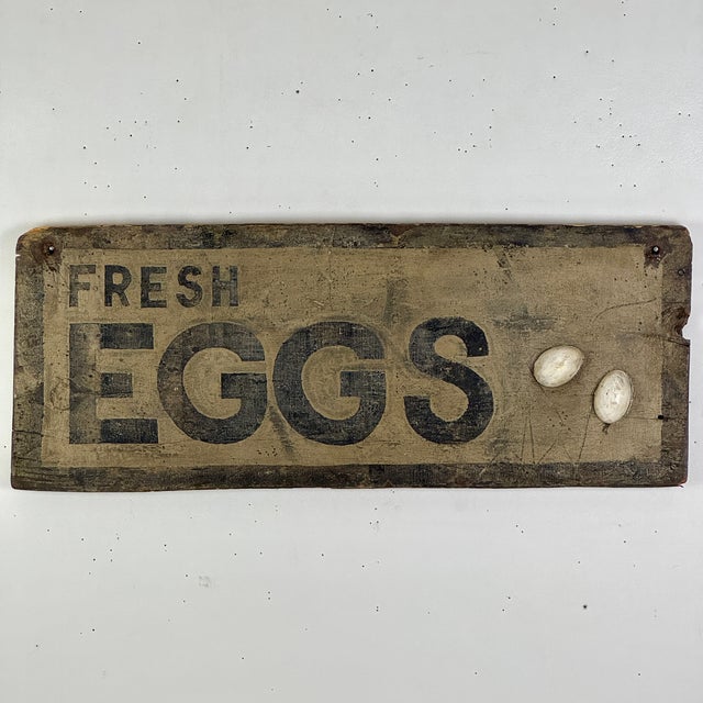 A remarkable antique "Fresh Eggs" sign from the late 1800s. The sign came out of a great estate out of Rhode Island. It's...