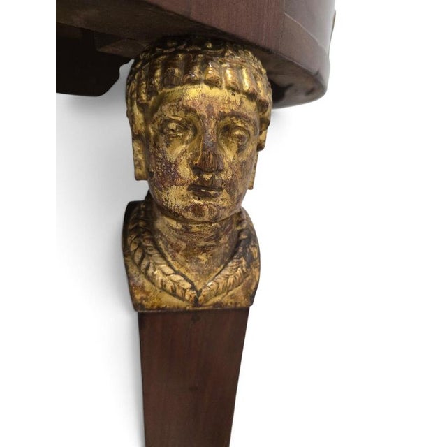 Early 19th Century French Empire Demi-Lune Console Table with Gilt Bronze and Gilt Caryatids, 1810s For Sale - Image 5 of 17