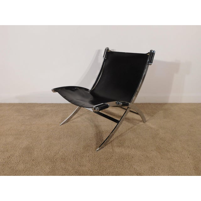 Leather Scissor Chair by Antonio Citterio for Flexform Italia, Circa 1980s For Sale - Image 12 of 18