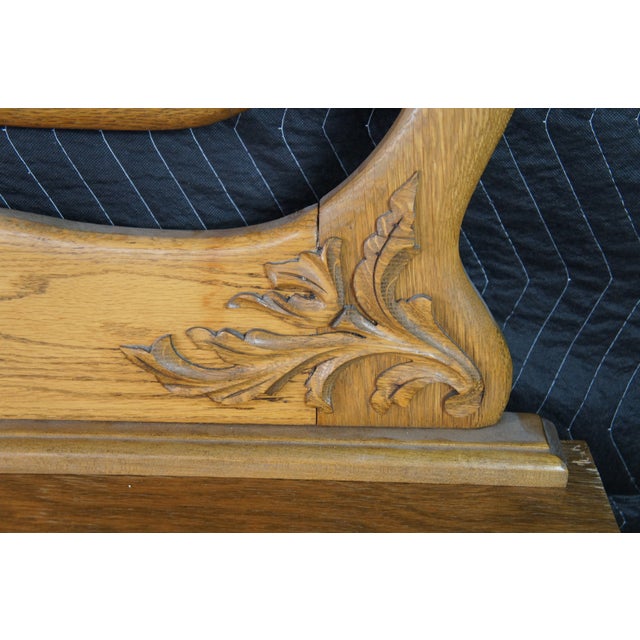 Antique Victorian Quartersawn Oak Serpentine Oxbow Dresser & Mirror Washstand For Sale - Image 6 of 12