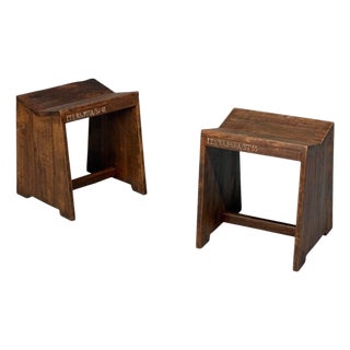 Pierre Jeanneret, Sewing Stools, Teak, Chandigarh, India, 1960s For Sale