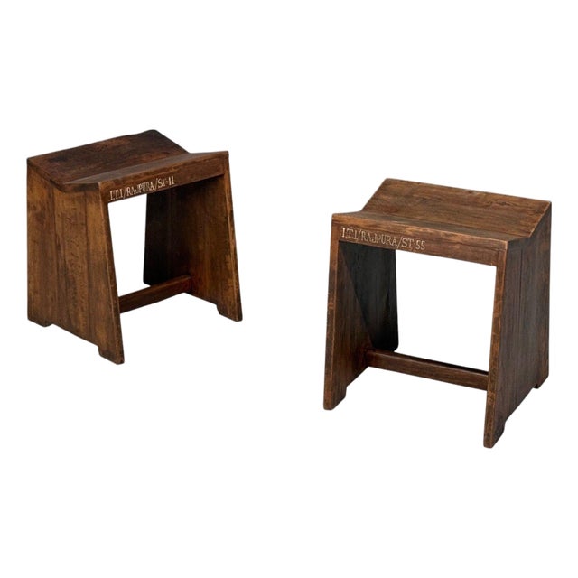Pierre Jeanneret, Sewing Stools, Teak, Chandigarh, India, 1960s For Sale