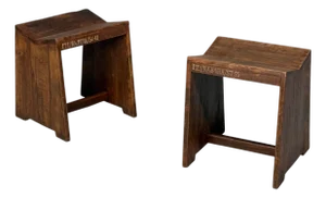 Pierre Jeanneret, Sewing Stools, Teak, Chandigarh, India, 1960s