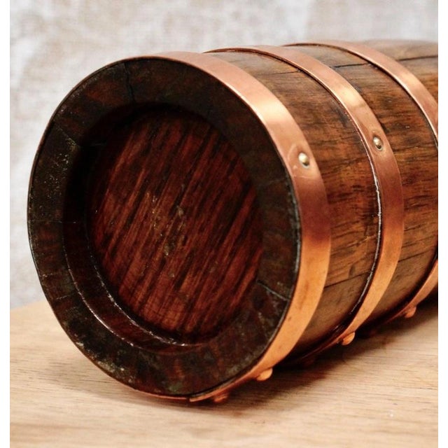 Antique French Oak Wine Bottle with Copper Banding, 1890 For Sale - Image 4 of 5
