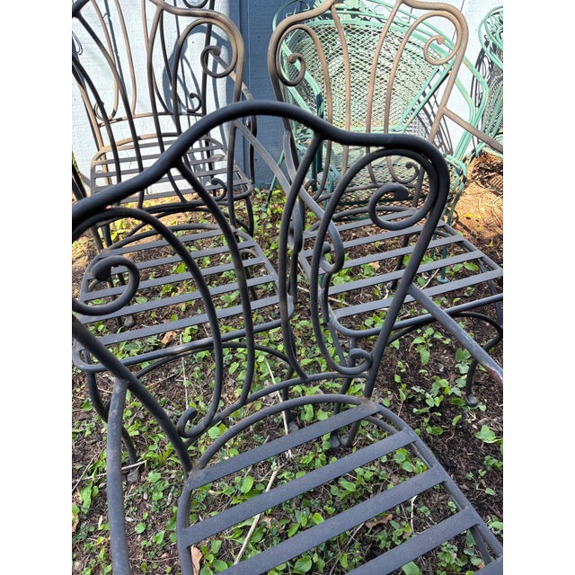 Patio Set Tile Top Table and 4 Chairs Wrought Iron For Sale - Image 11 of 13