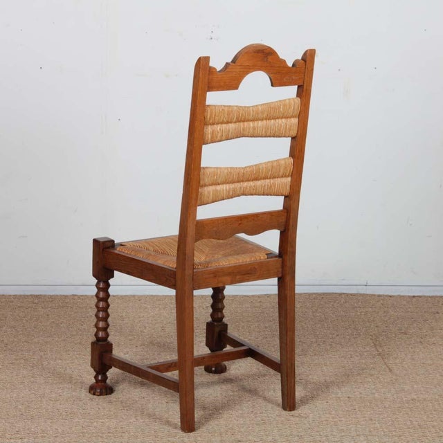 Vintage Straw-Seated Chairs in Oak, 1940, Set of 6 For Sale - Image 4 of 10