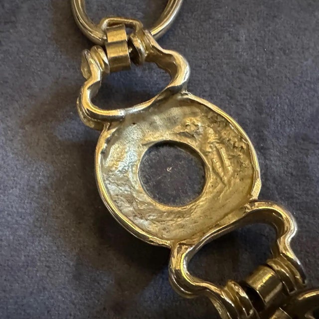 Metal 21st Century Bulgari Style Costume Jewelry Italian Brass and Monete Necklace For Sale - Image 7 of 12