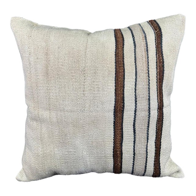 Turkish Hemp Pillow Cushion Natural Beige Brown Pillow Cushion Cover 24x24 For Sale