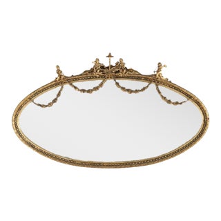 Oversized Boston Classical Giltwood Over Mantle Mirror With Cherubs C1860 For Sale