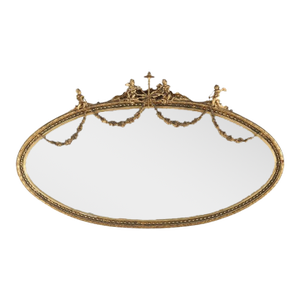 Oversized Boston Classical Giltwood Over Mantle Mirror With Cherubs C1860
