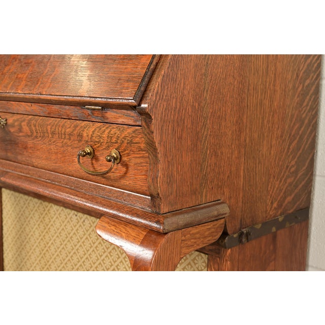 Wood Globe Wernicke Antique Mission Oak Arts & Crafts Slant Front Secretary Desk With Barrister Bookcase, Circa 1910 For Sale - Image 7 of 16