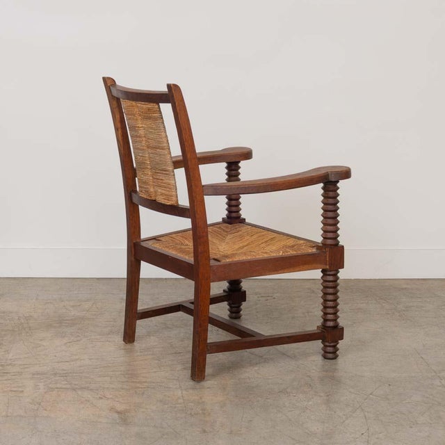 Pair of French Wood and Woven Chairs Attributed to Charles Dudouyt For Sale - Image 12 of 17