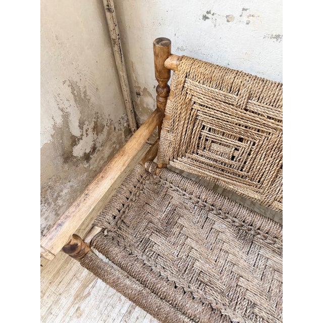 Wood Rope Bench by Adrien Audoux & Frida Minet, 1950s For Sale - Image 7 of 18
