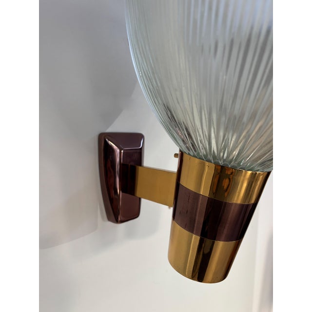 Italian Brass and Glass Wall Light from Stilnovo, 1960s For Sale - Image 11 of 14