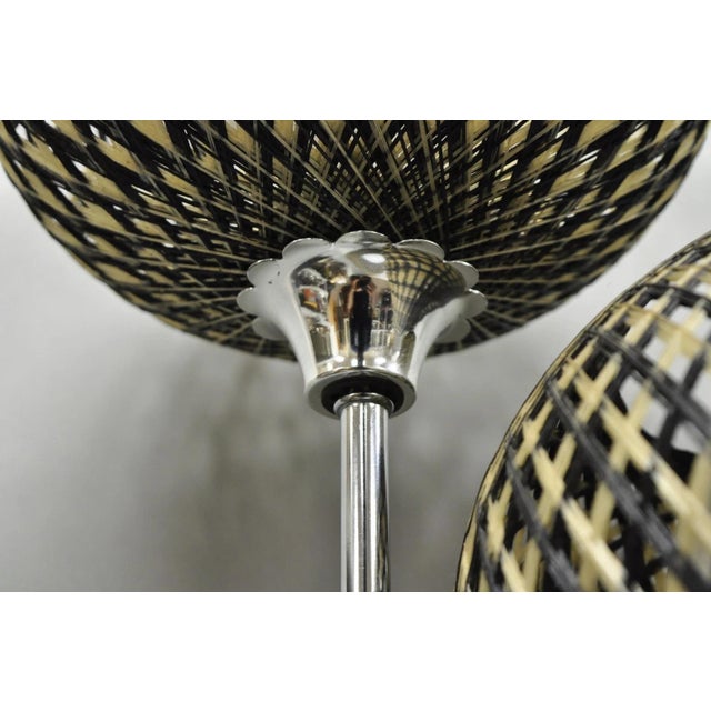 Vintage Mid Century Modern Woven Spun Fiberglass Triple Shade Table Lamp - Pair For Sale - Image 9 of 18
