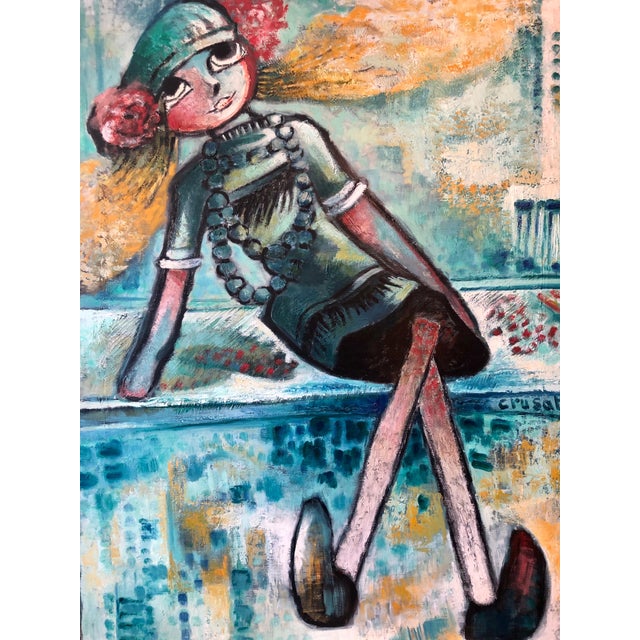 Signed on recto and signed verso, titled, and inscribed Montmartre by the artist. This is a large colorful expressionist...