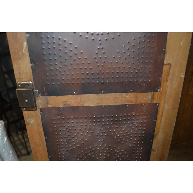 Vintage Wood & Brick Red Punched Tin Pie Safe Cabinet W/ Shelves & Lower Drawer For Sale - Image 14 of 18