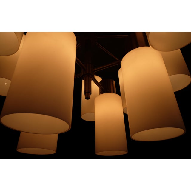 Gold Brass Chandelier with Opaline Shades by Hans-Agne Jakobsson, 1960s For Sale - Image 8 of 11