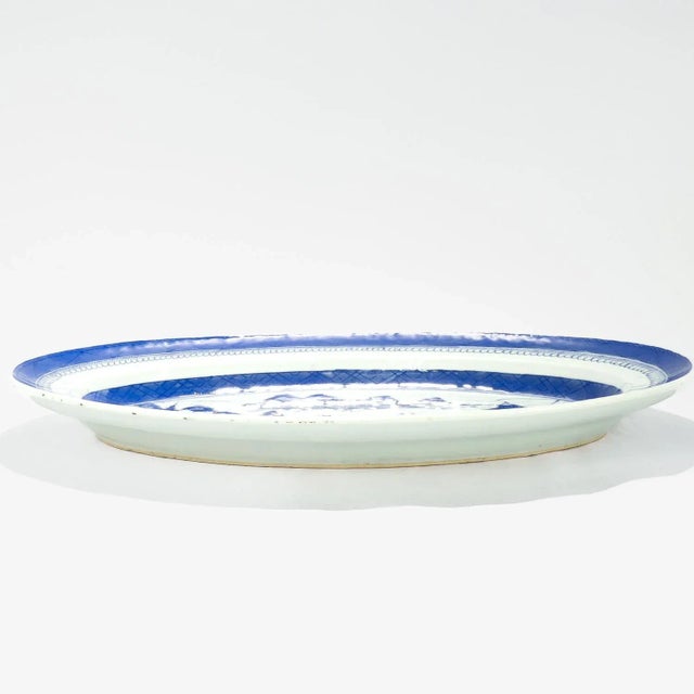 Large Antique Blue & White Canton Chinese Export Porcelain Fish Platter or Tray For Sale In Philadelphia - Image 6 of 12