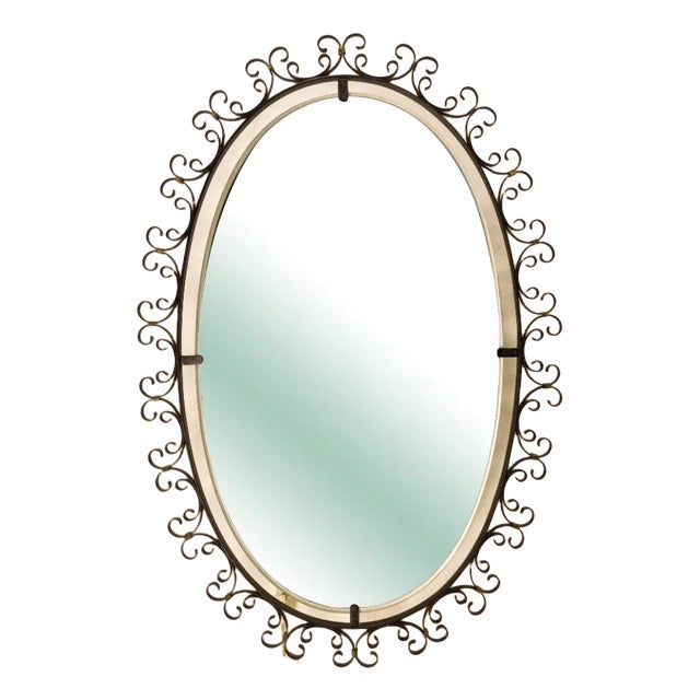 French Illuminated Mirror in Metal Frame, 1960s For Sale