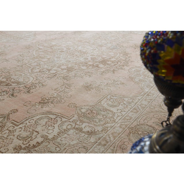 1970s Vintage Persian Handmade Wool Cotton Orange Area Rug For Sale - Image 4 of 11