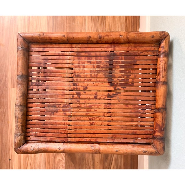 20th C. Asian Bamboo Side Table With Geometric Fretwork – Chinoiserie / British Colonial For Sale In Houston - Image 6 of 11