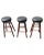 Set of 3 Mid-Century Maple and PU Leather Seat Bar Stools measuring 14 inches in diameter seats, 16.5 inches wide and 16.5...