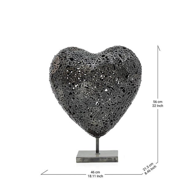 New Handcrafted Bicycle Chain Heart Sculpture | 22" X 18" | One of a Kind For Sale - Image 4 of 9