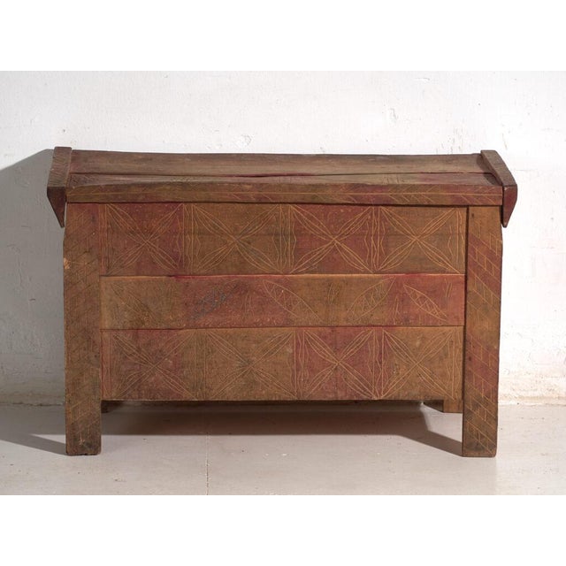 Brown Carved Chest in Pine, Central Europe, 1850 For Sale - Image 8 of 14