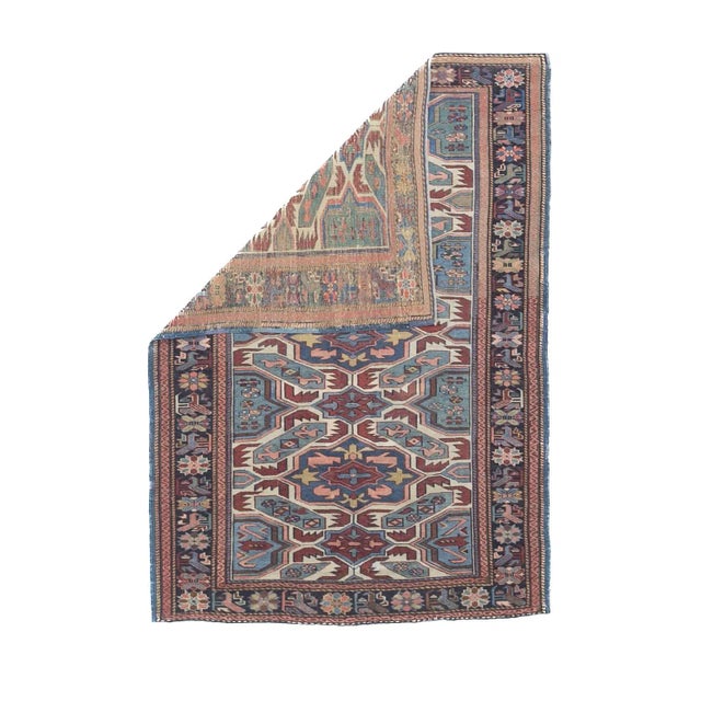 Fine Antique Caucasian Kuba Rug 3’7” x 5’1”. Azeri Turks inhabit the Kuba area of the central west Caspian Caucasus and...