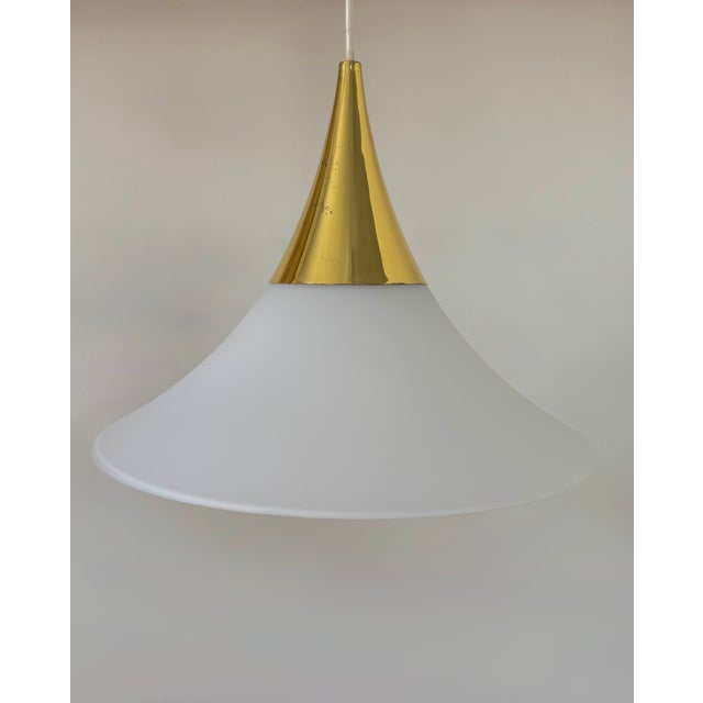 Pendant Lights in Brass and Opaline Glass from Limburg, Germany, 1970, Set of 2 For Sale - Image 6 of 8