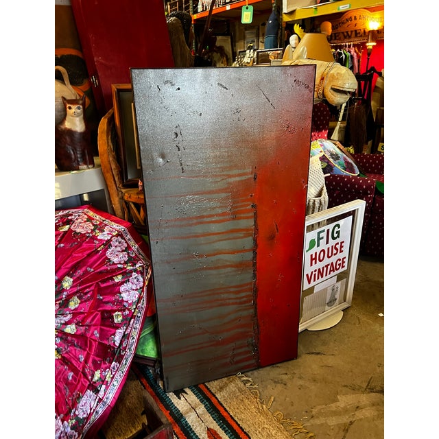 Turquoise and Orange Abstract Painting on Canvas For Sale - Image 4 of 7