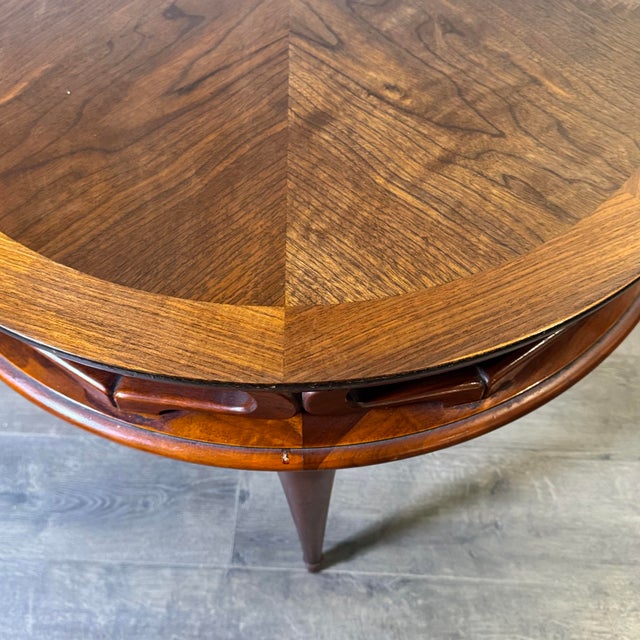 Brown MCM Pierced Carved Walnut End/Side Table For Sale - Image 8 of 9