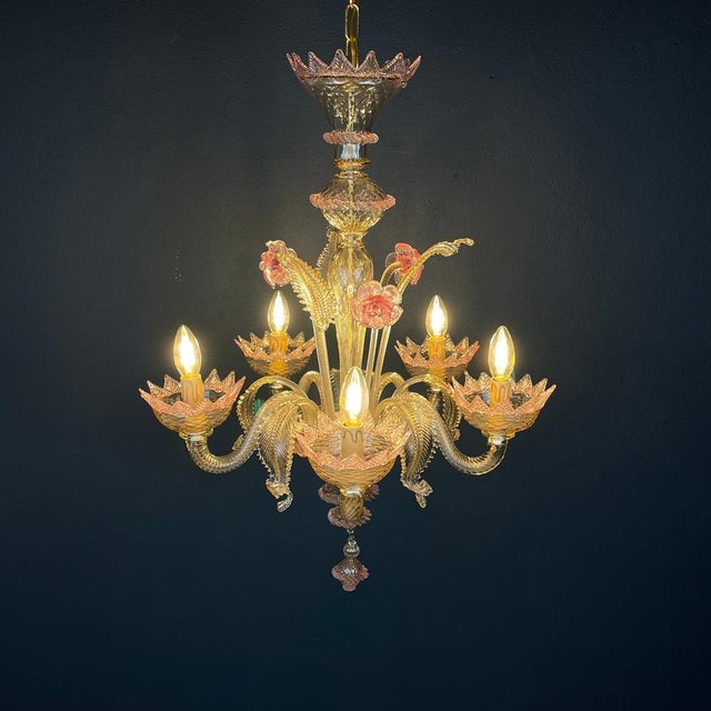 Murano Chandelier in Pink and Clear, Italy, 1980s For Sale - Image 13 of 15