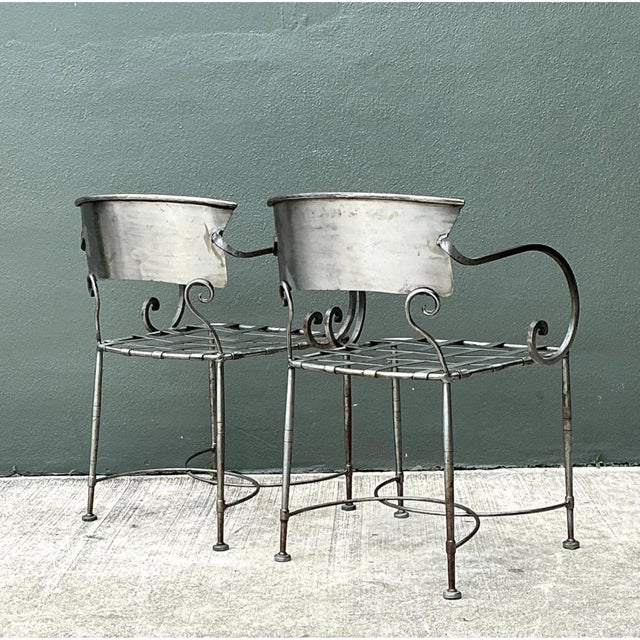 Vintage Metal Scroll Armchairs - Pair For Sale - Image 9 of 12