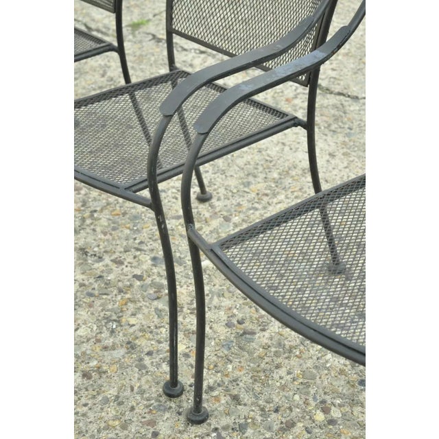 20th Century Modern Wrought Iron Sculptural Black Outdoor Arm Chairs - Set of 4 For Sale - Image 9 of 12
