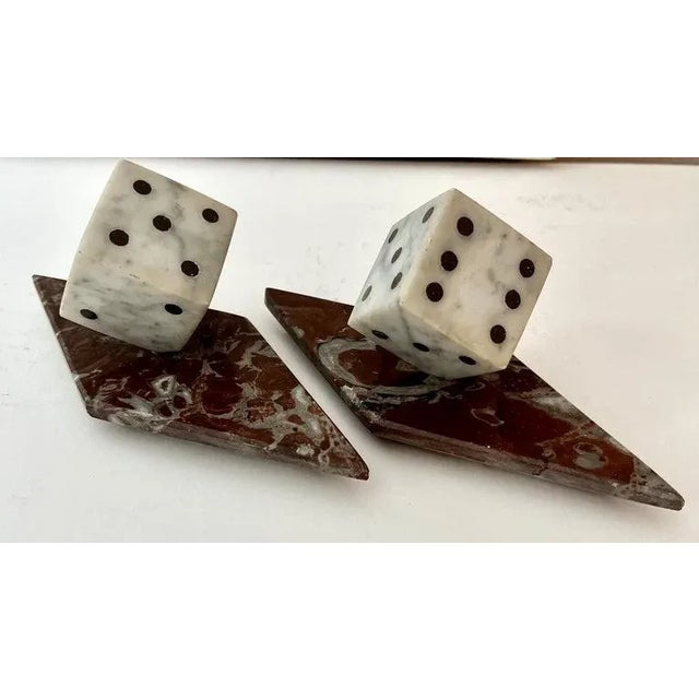 Mid-Century Modern Marble Dice Bookends with Marble Bases - A Pair For Sale - Image 3 of 11