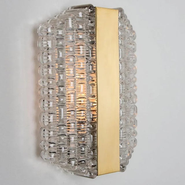 Textured Clear Glass Wall Lights attributed to Kaiser Leuchten, 1970s, Set of 2 For Sale - Image 6 of 12