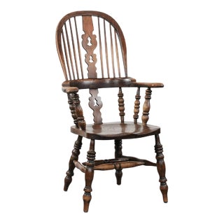 Antique English Highback Windsor Chair, 18th Century For Sale